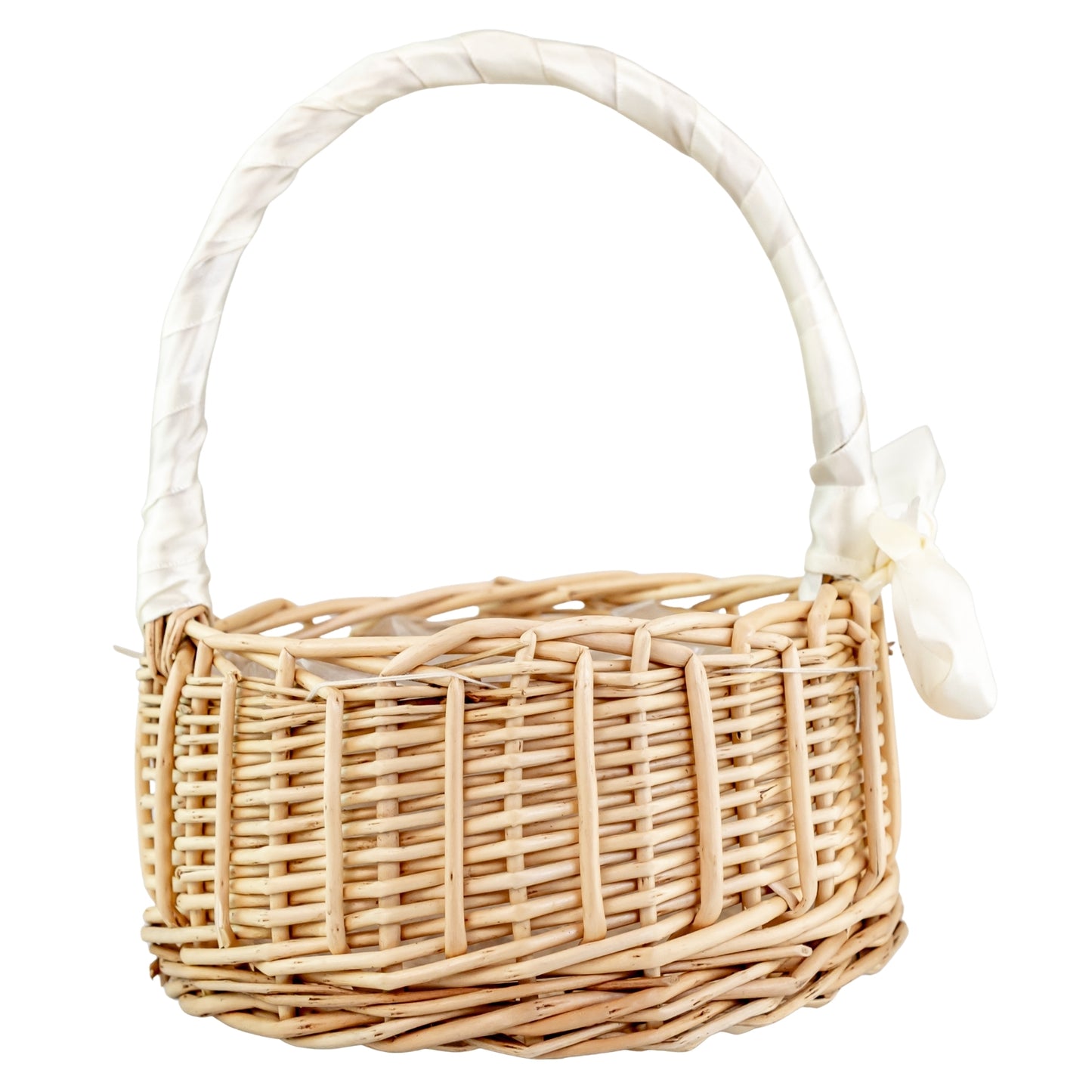 Flower Girl Basket wedding rentals in Wichita, Kansas. Basket on a white background - Picture Perfect Rentals