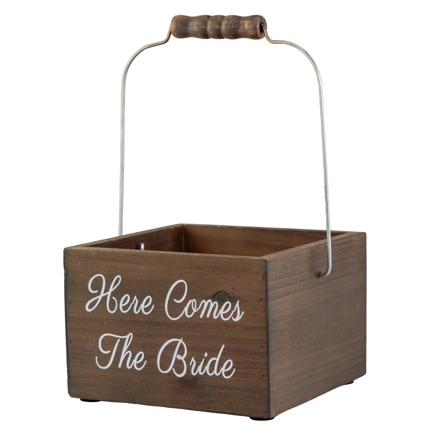 Flower Girl Wood Box wedding event rentals in Wichita, Kansas. Box on a white background - Picture Perfect Rentals