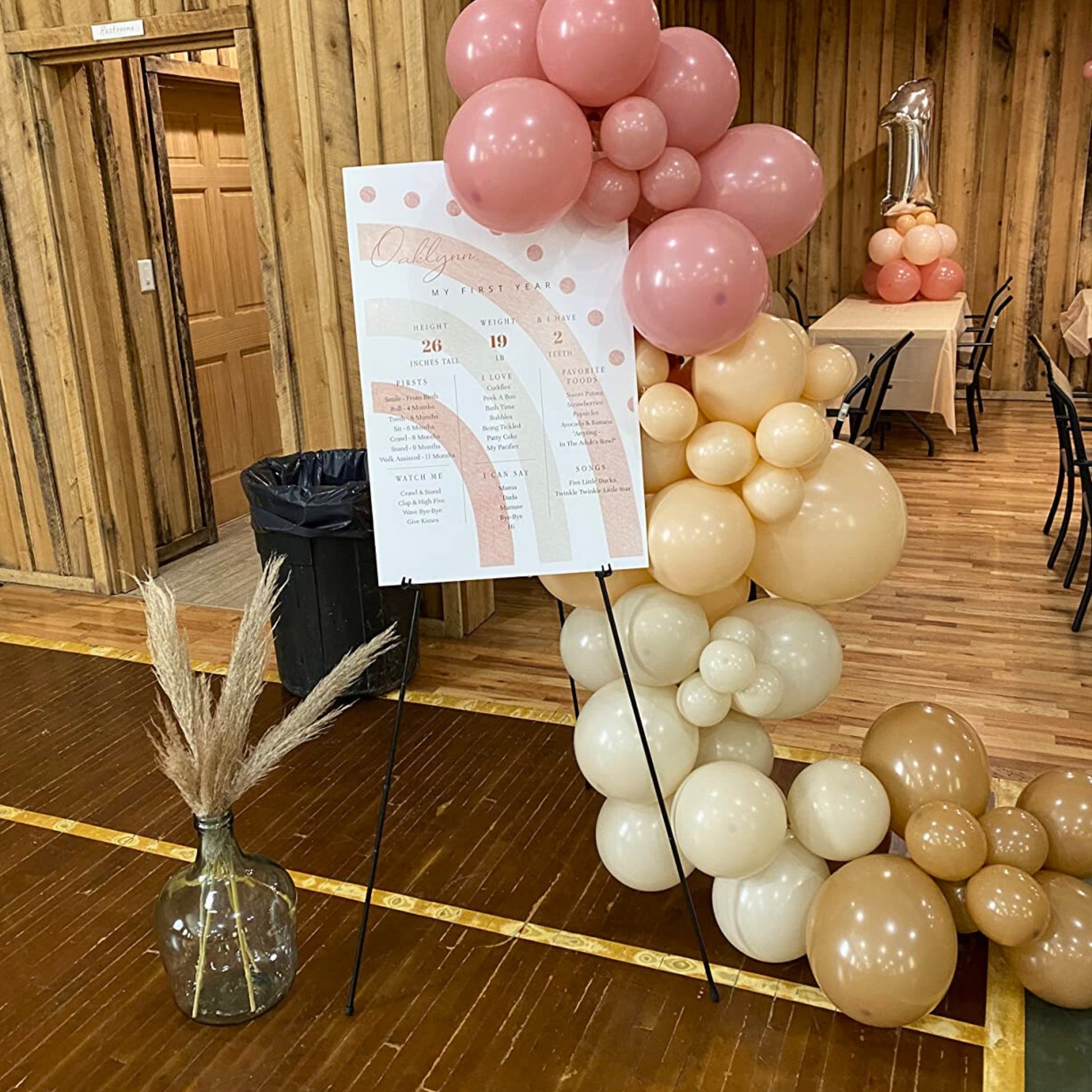 60" Black Floor Easel Styled with Signage and Balloon Garland - Picture Perfect Rentals