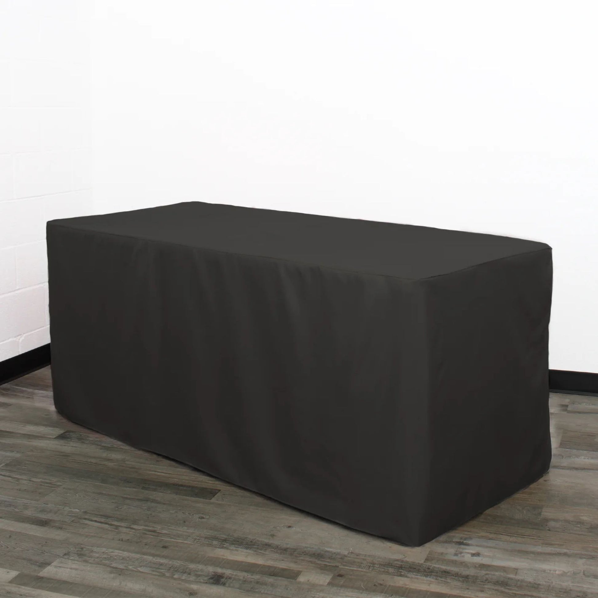 Fitted Black Rectangle Table Cloth for Rent in Wichita, KS - Picture Perfect Rentals