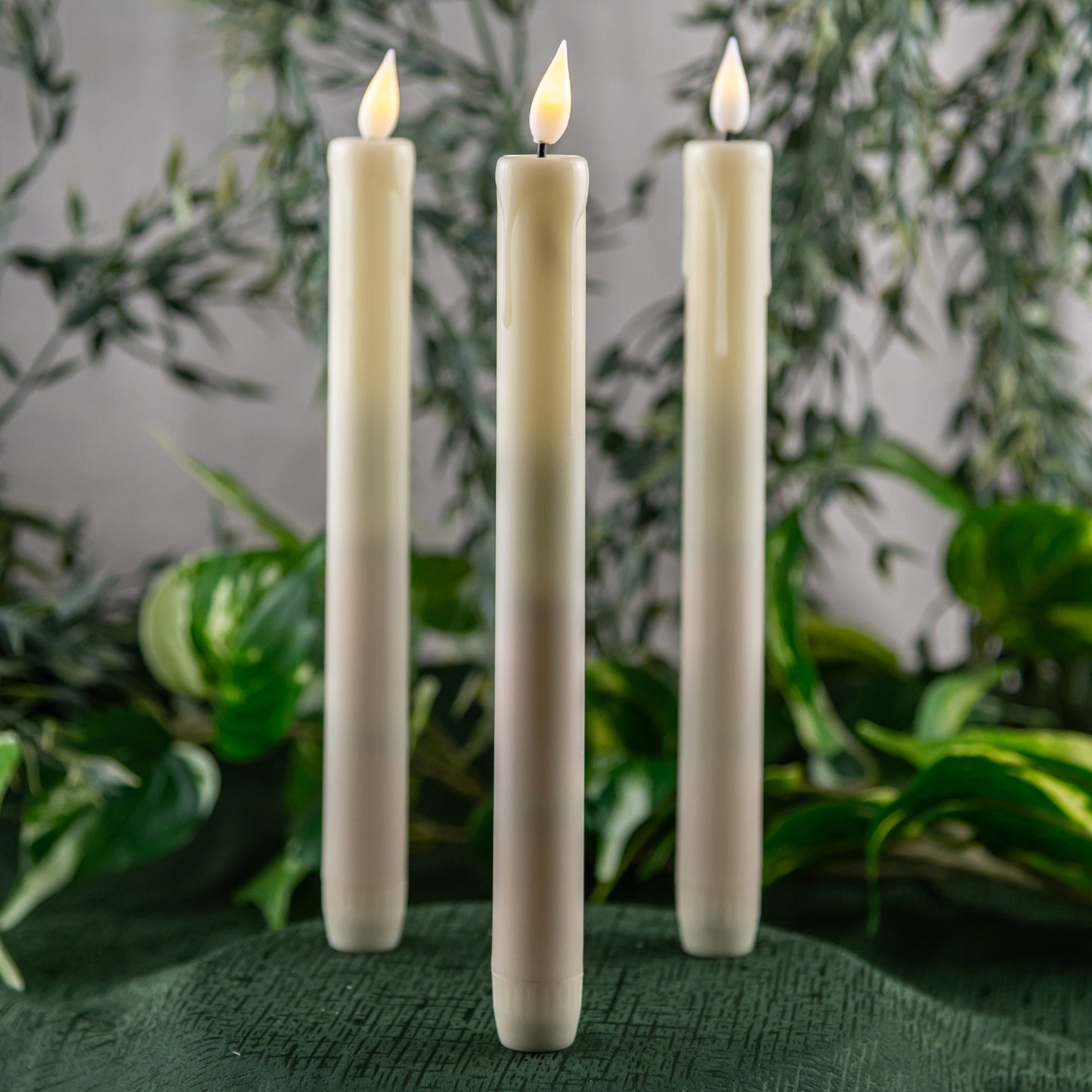 Flameless Tapered Candle wedding rentals in Wichita, Kansas. Realistic candle look - Picture Perfect Rentals 