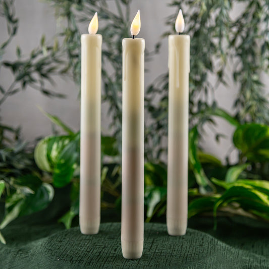 Flameless Tapered Candle wedding rentals in Wichita, Kansas. Realistic candle look - Picture Perfect Rentals 