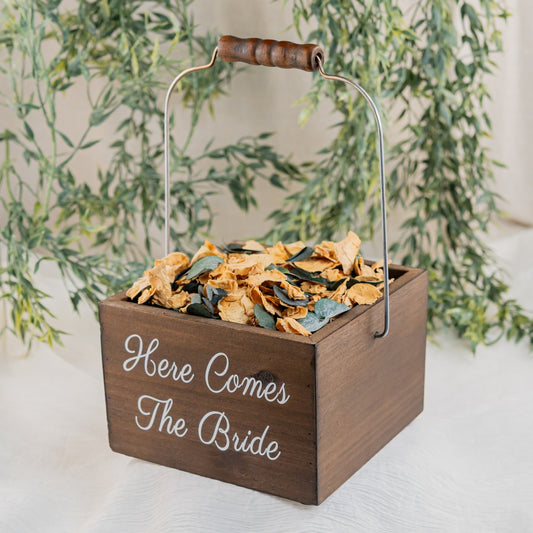 Flower Girl Wood Box wedding event rentals in Wichita, Kansas - Picture Perfect Rentals 