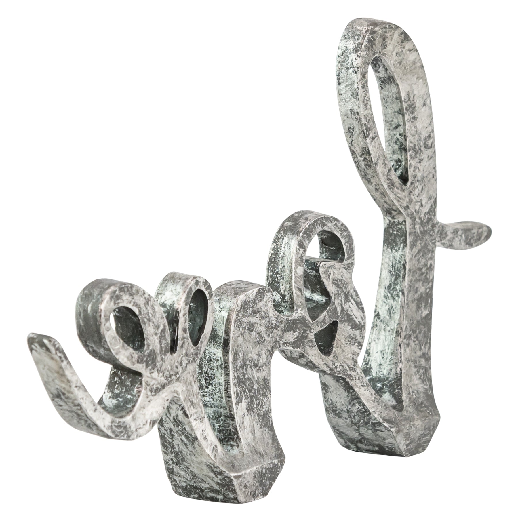 Galvanized Love Cutout wedding and event rentals in Wichita, Kansas. White background photo, side angle - Picture Perfect Rentals