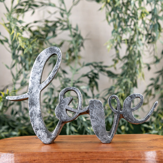 Galvanized Love Cutout wedding and event rentals in Wichita, Kansas - Picture Perfect Rentals