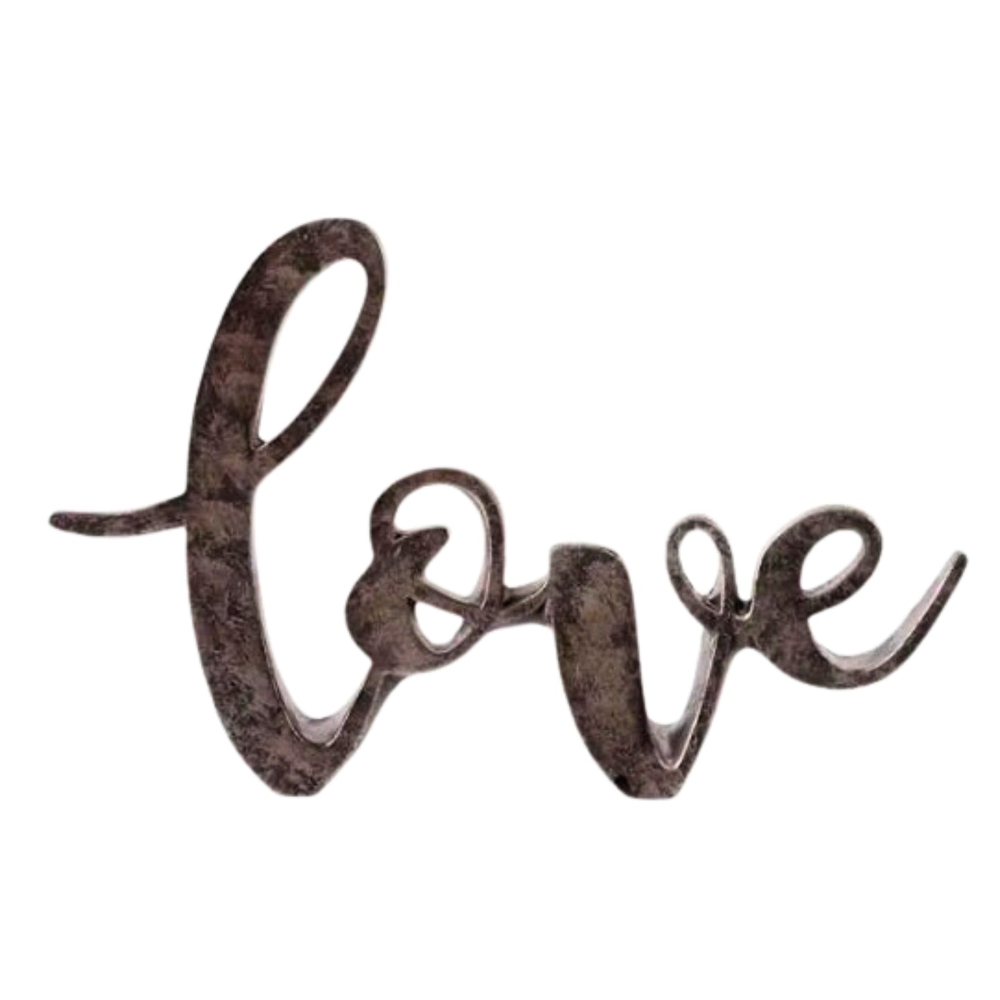 Galvanized Love Cutout tabletop decor sign for rent in wichita, ks - Picture Perfect Rentals