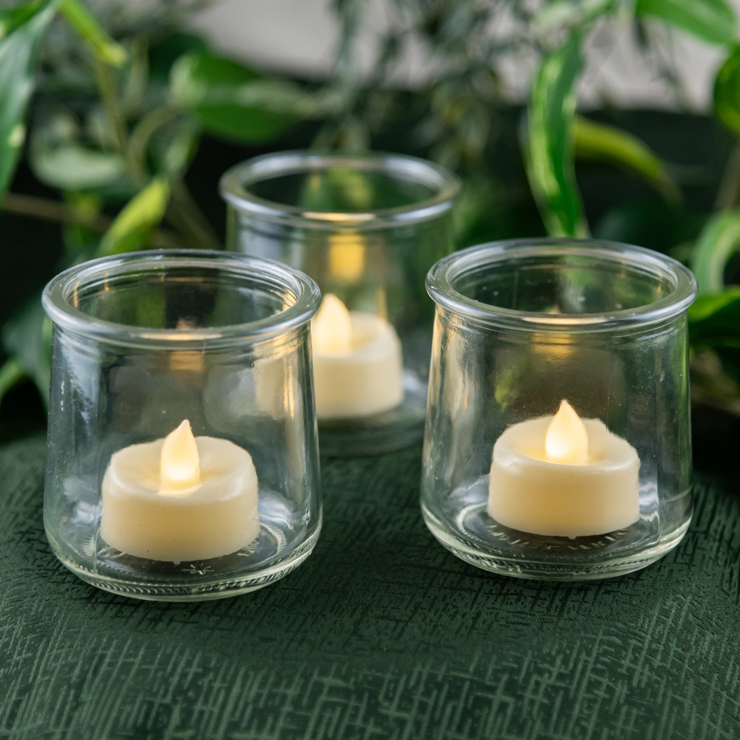 Glass Tea Light Holder low angle photo wedding rentals in Wichita, Kansas - Picture Perfect Rentals