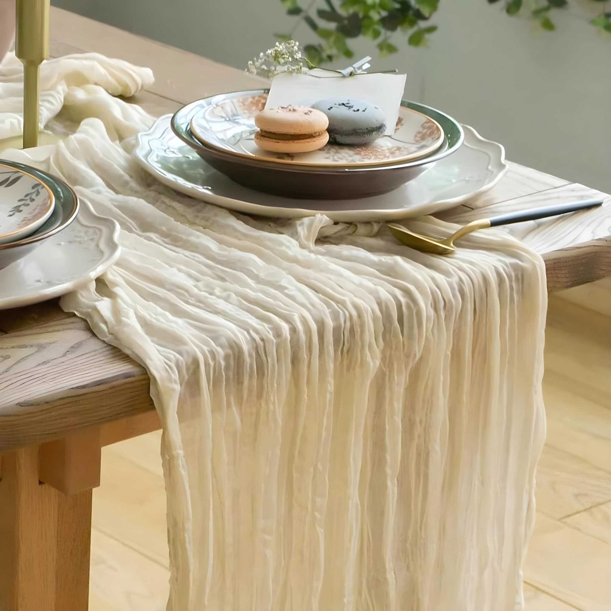 Ivory Gauze Cheesecloth Table Runners Linen Rentals - Picture Perfect Rentals