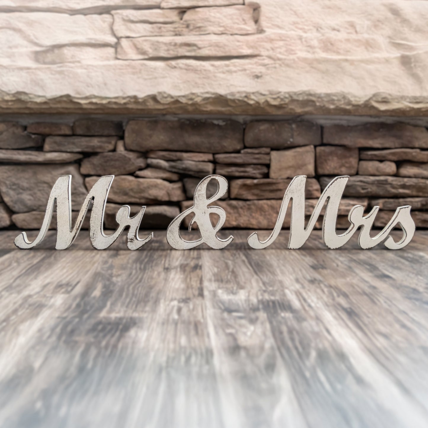 Mr. & Mrs. Distressed Wood Sign wedding rentals in Wichita, Kansas - Picture Perfect Rentals 