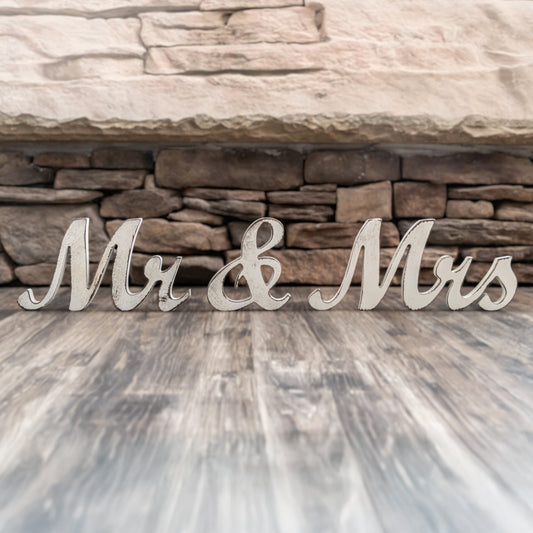 Mr. & Mrs. Distressed Wood Sign wedding rentals in Wichita, Kansas - Picture Perfect Rentals 