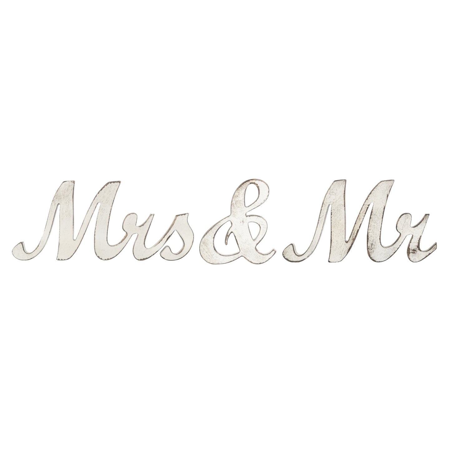 Mr. & Mrs. Distressed Wood Sign on a white background wedding rentals in Wichita, Kansas - Picture Perfect Rentals 