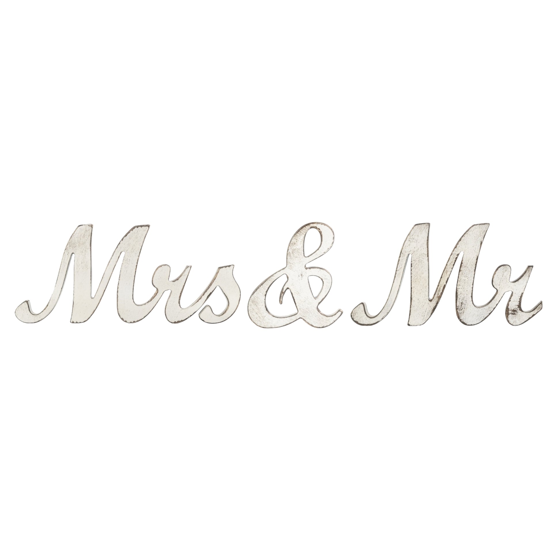 Mr. & Mrs. Distressed Wood Sign on a white background wedding rentals in Wichita, Kansas - Picture Perfect Rentals 