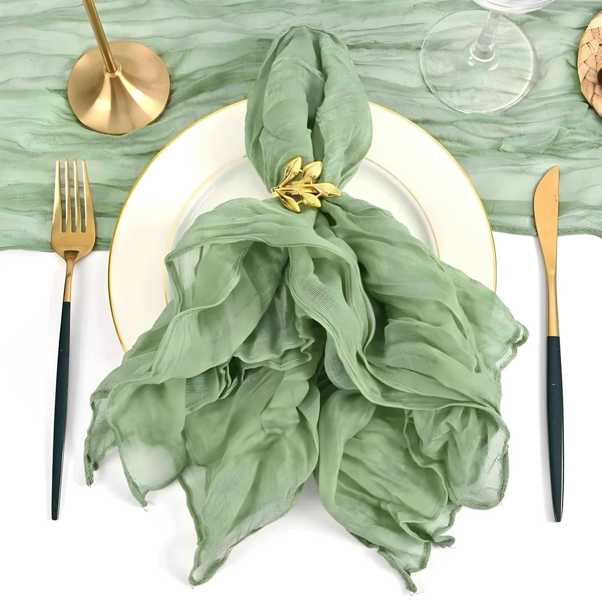 Sage Green Gauze Napkins Linen Rentals in Wichita Kansas - Picture Perfect Rentals