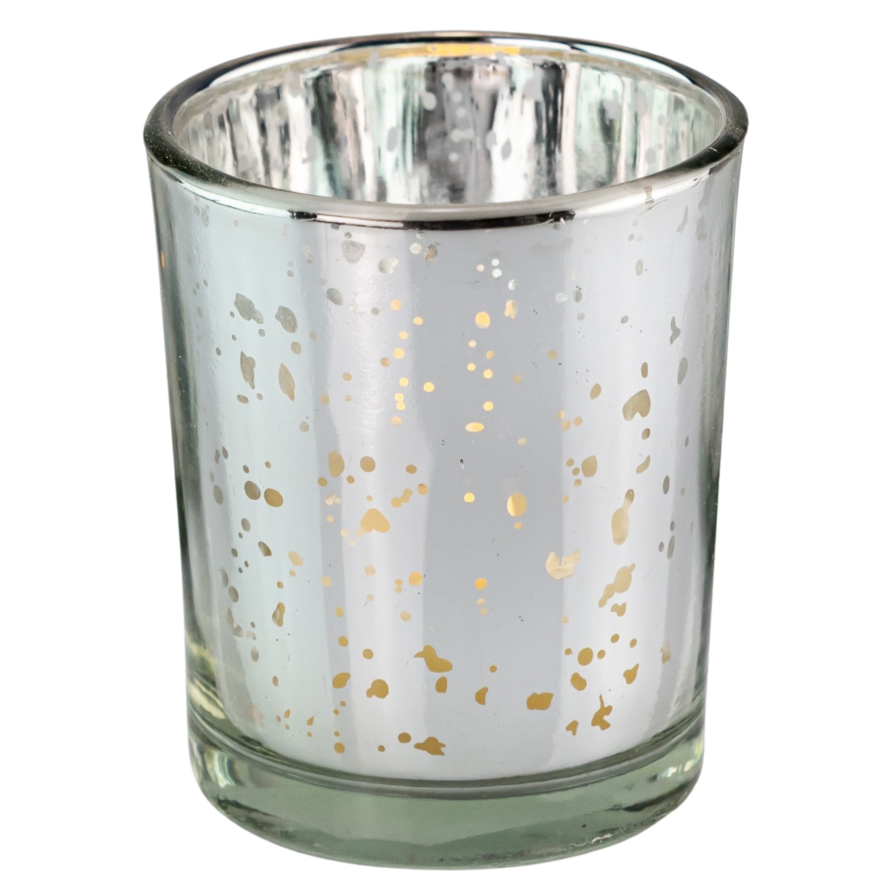 Silver Mercury Votive Holder on a white clear background, wedding rentals in Wichita, Kansas - Picture Perfect Rentals 